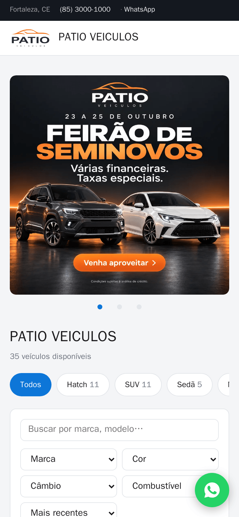 GestorOne Autos — A vitrine, no celular